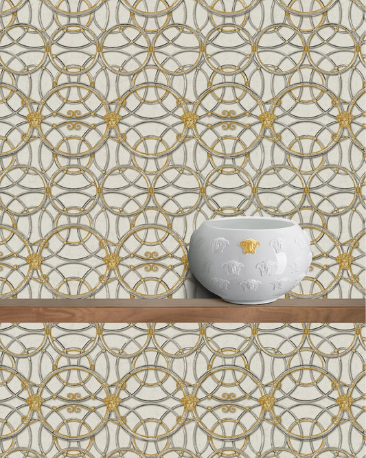 Versace Chain Wallpaper - Gold/Silver/Grey/White