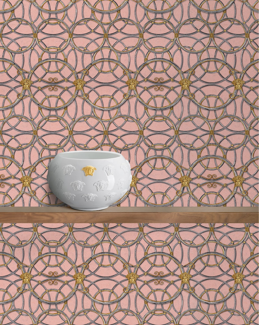 Versace Chain Wallpaper - Silver/Gold/Pink/Grey