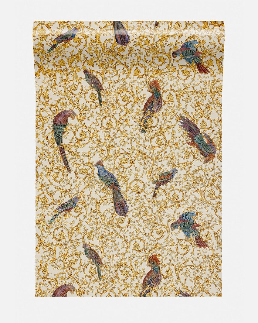 Versace Regal Woodland Wallpaper - Gold - Violet