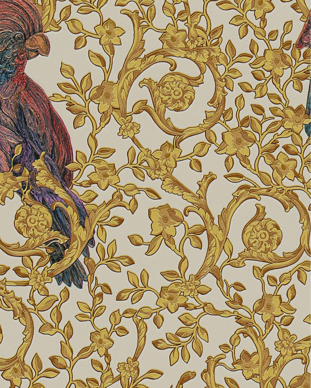 Versace Regal Woodland Wallpaper - Gold - Violet