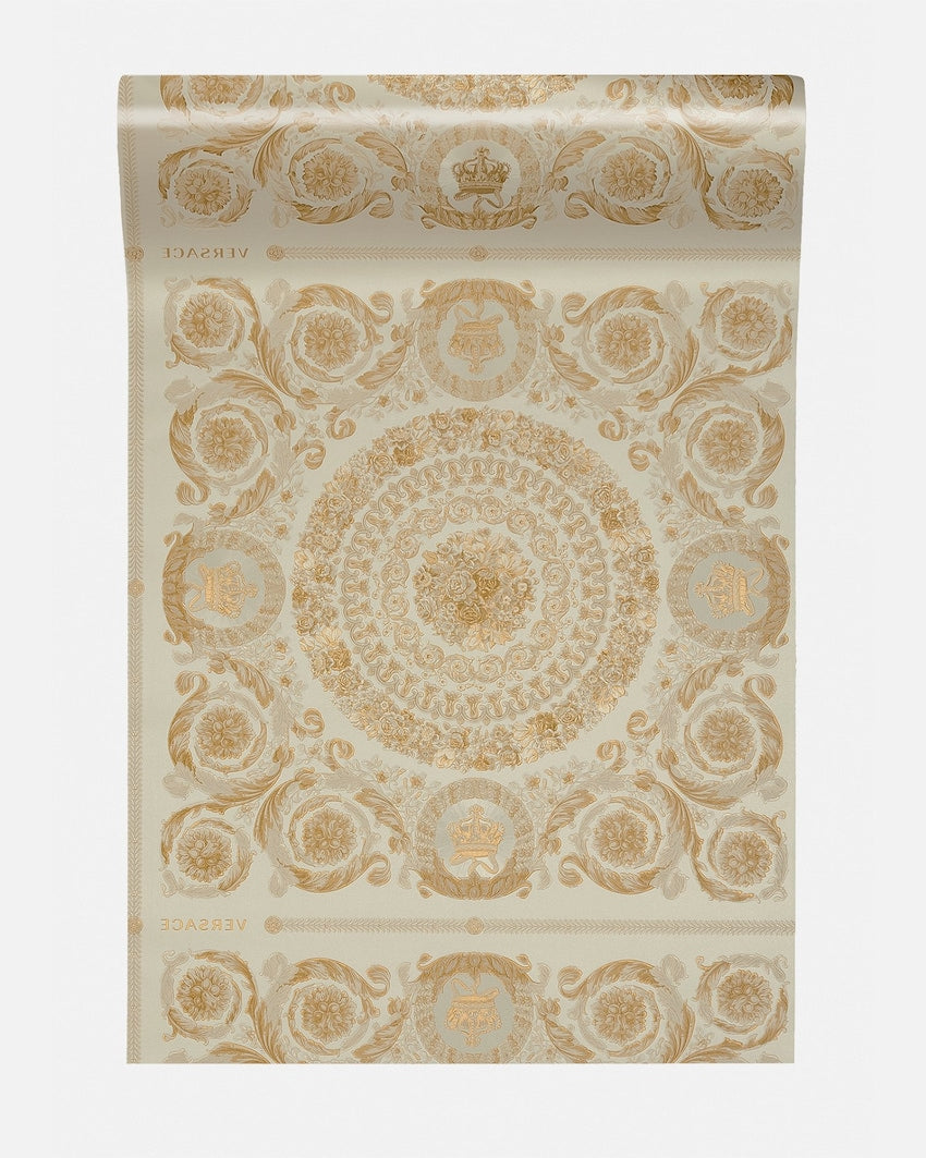 Versace Crown Moulding Wallpaper - Gold/Beige/Creme