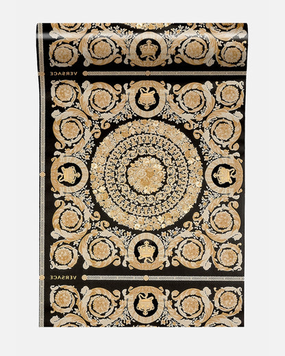 Versace Crown Moulding Wallpaper - Black/Gold/Creme