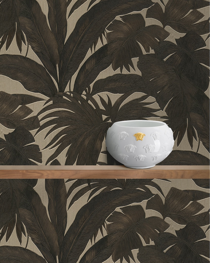 Versace Giungla Palm Leaves Wallpaper - Gold/Black
