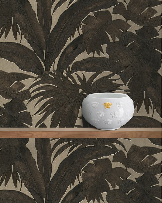 Versace Giungla Palm Leaves Wallpaper - Gold/Black