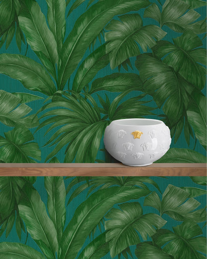 Versace Giungla Palm Leaves Wallpaper - Green/Teal