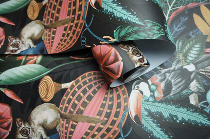 Reverie - Funky Jungle Wallpaper - Charcoal/Black