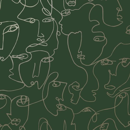 Visages Face Wallpaper - Green and Gold  - LAST 9 ROLLS