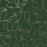 Visages Face Wallpaper - Green and Gold  - LAST 9 ROLLS