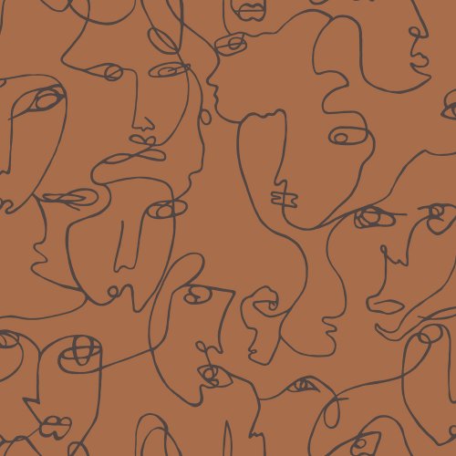 Visages Face Wallpaper - Burnt Orange -  LAST 9 ROLLS