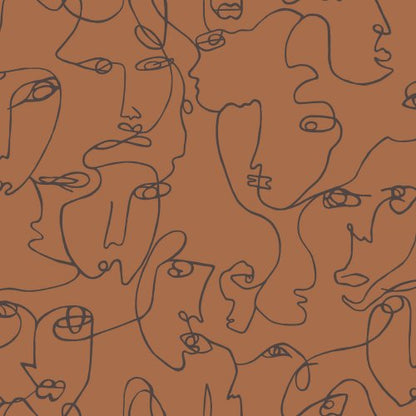 Visages Face Wallpaper - Burnt Orange -  LAST 9 ROLLS