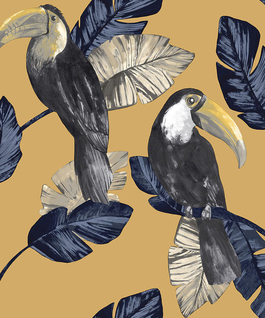 Toucan Tiki Wallpaper - Ochre - Last 41 Rolls