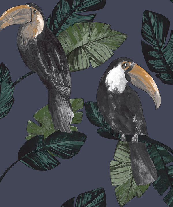 Sample - Toucan Tiki Wallpaper - Navy