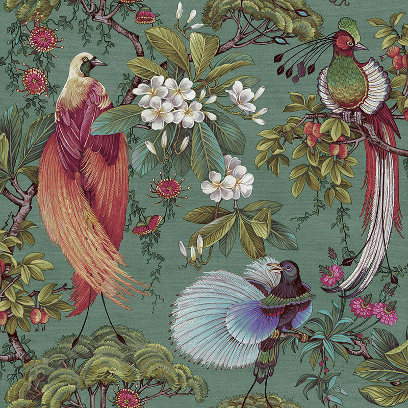 Yasuni - Orential Tropical Bird Wallpaper - Green