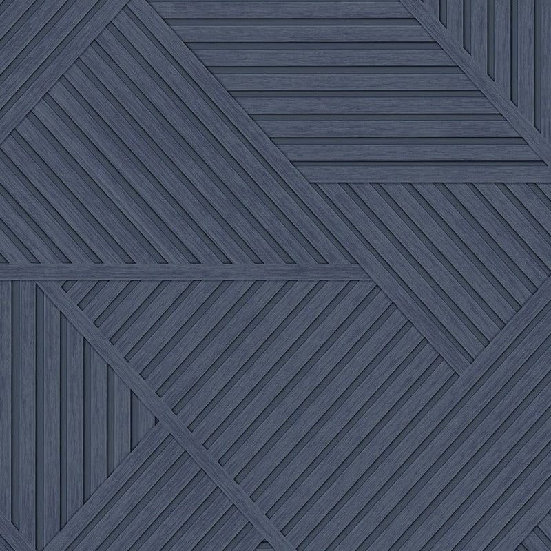 Elba - Geometric Wood Panel Wallpaper - Navy