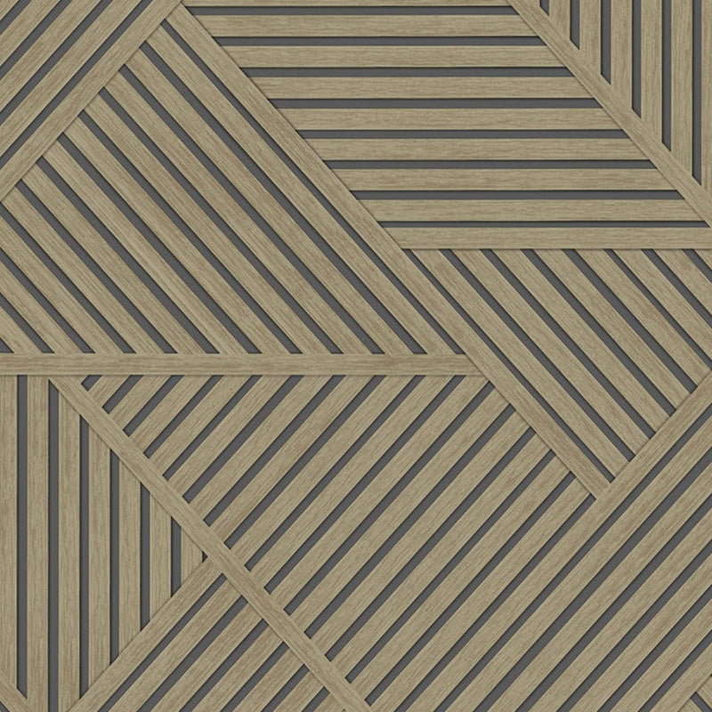 Elba - Geometric Wood Panel Wallpaper - Natural