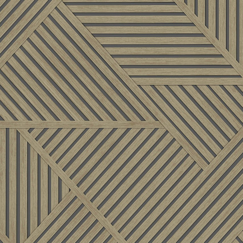 Elba - Geometric Wood Panel Wallpaper - Natural