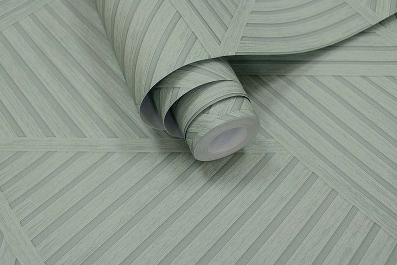Elba - Geometric Wood Panel Wallpaper - Sage