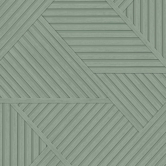 Elba - Geometric Wood Panel Wallpaper - Sage - Last Roll