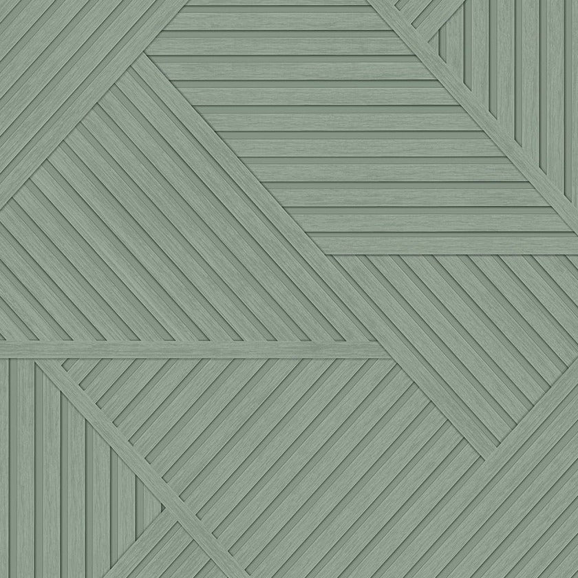 Sample - Elba - Geometric Wood Panel Wallpaper - Sage