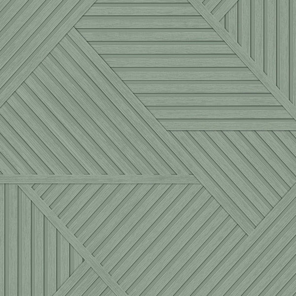 Sample - Elba - Geometric Wood Panel Wallpaper - Sage