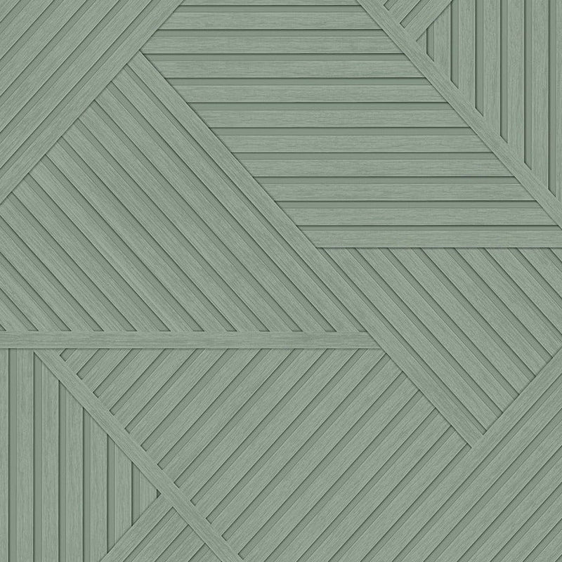 Sample - Elba - Geometric Wood Panel Wallpaper - Sage
