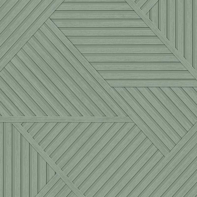 Elba - Geometric Wood Panel Wallpaper - Sage