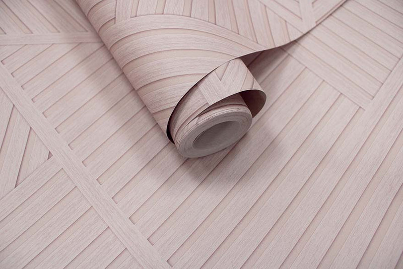 Elba - Geometric Wood Panel Wallpaper - Pink