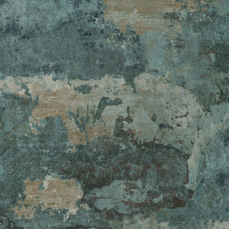 Elgon - Distressed Concrete Wallpaper - Teal