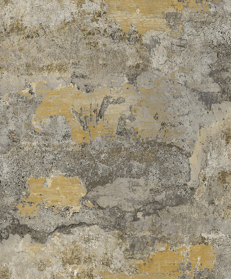 Elgon - Distressed Concrete Wallpaper - Ochre