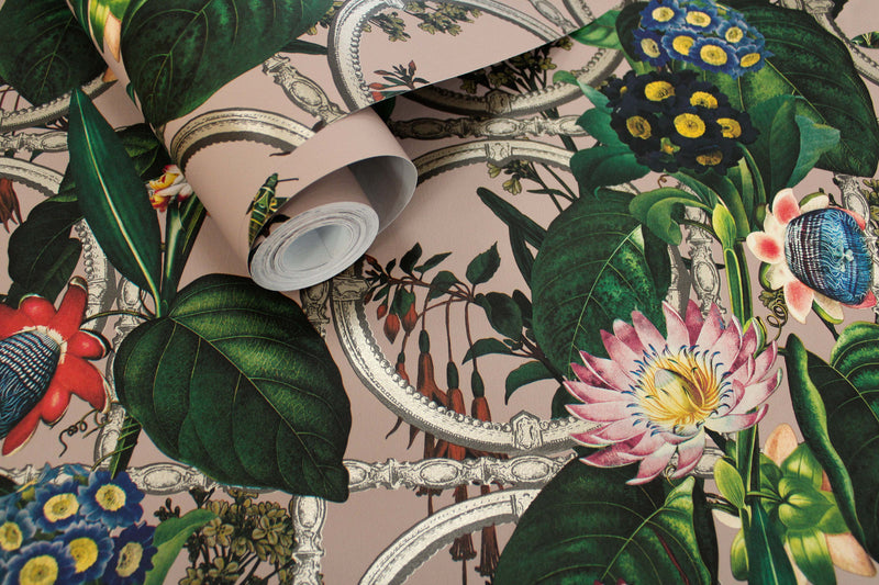 Alata - Floral Trellis Wallpaper - Pink