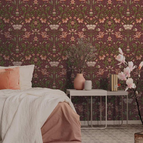 Emiliana - Trailing Floral Wallpaper - Red