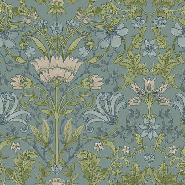 Sample - Emiliana - Trailing Floral Wallpaper - Soft Blue