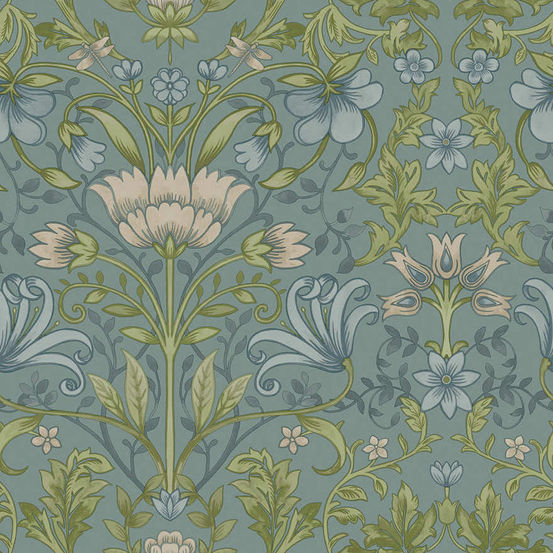 Emiliana - Trailing Floral Wallpaper - Soft Blue