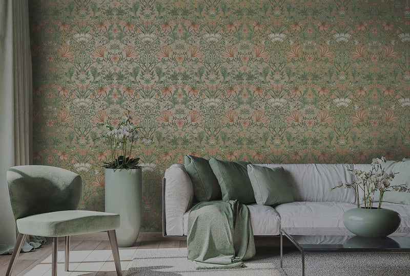 Emiliana - Trailing Floral Wallpaper - Champagne