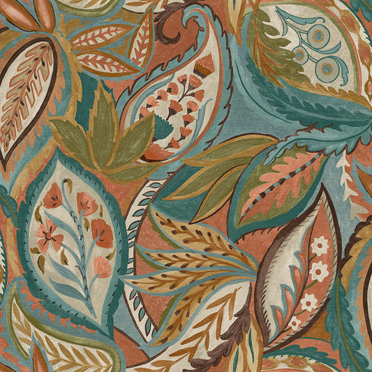 Amaira - Modern Paisley Wallpaper - Orange - Discontinuing