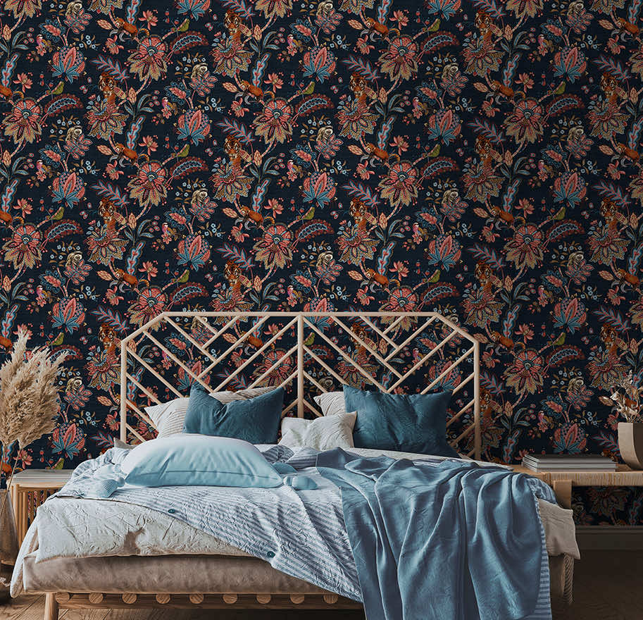 Zari Wallpaper Navy - Last 3 Rolls