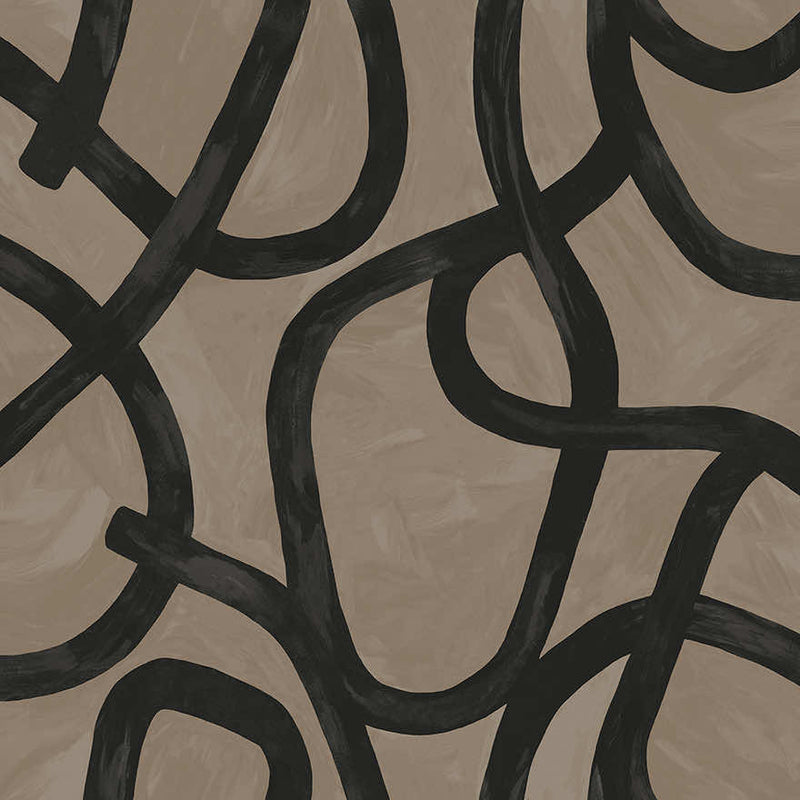 Moleta - Abstract Brushstroke Wallpaper - Taupe