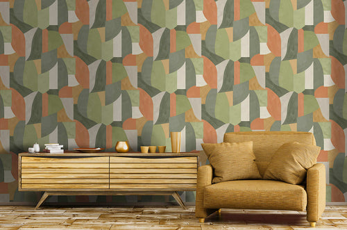 Ennedi - Geometric Curves Wallpaper - Khaki