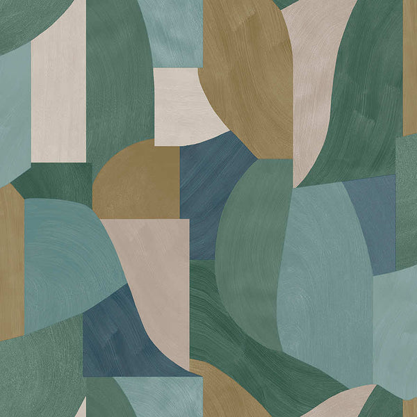 Sample - Ennedi - Geometric Curves Wallpaper - Teal