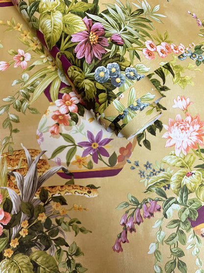 Rivara - Vase and Wildlife Wallpaper - Ochre - Discontinuing