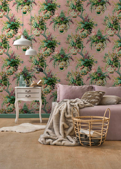 Rivara - Vase and Wildlife Wallpaper - Pink - Discontinuing
