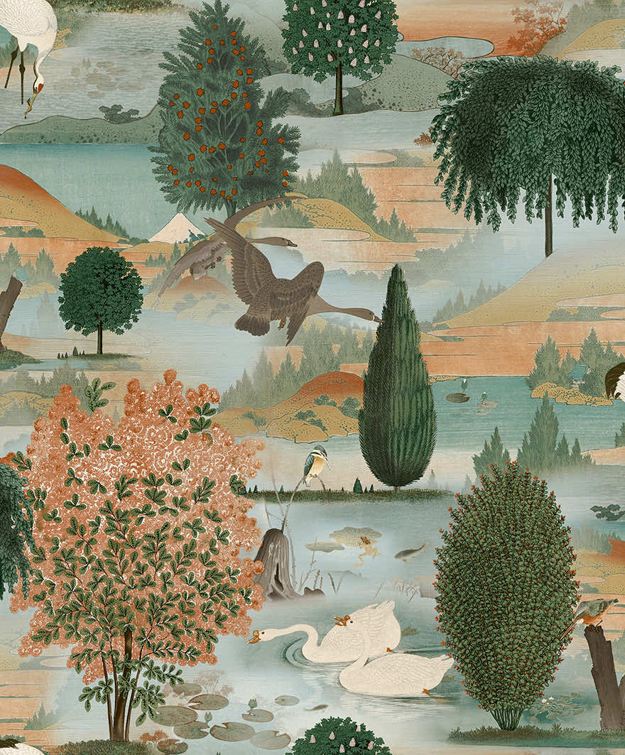 Tundra - Scenic Landscape Wallpaper - Orange/Green - Discontinuing