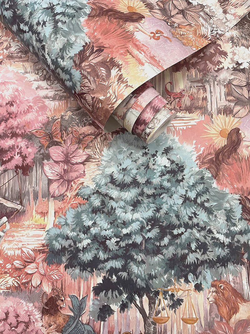 Zodiac - Astrology Forrest Landscape Wallpaper - Pink