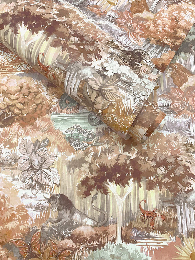 Zodiac - Astrology Forrest Landscape Wallpaper - Burnt Orange