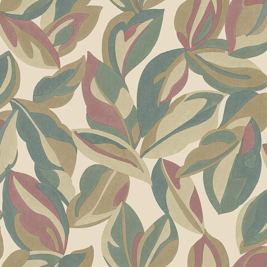 Sample - Nicolai Leaf Wallpaper - Multi