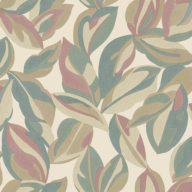Sample - Nicolai Leaf Wallpaper - Multi