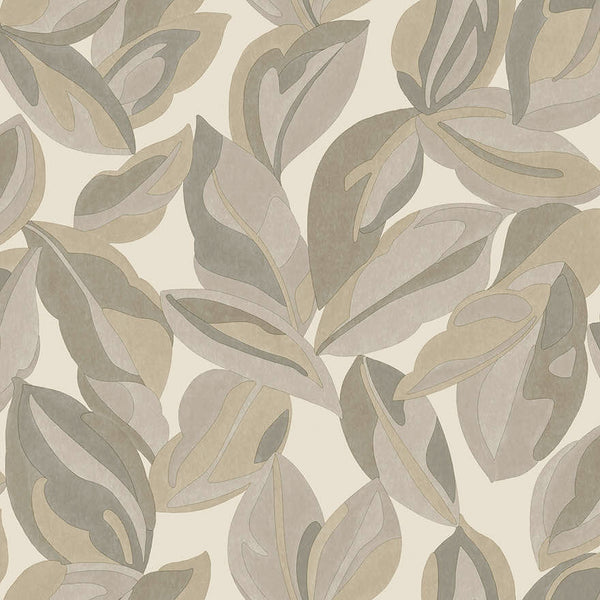 Sample - Nicolai Leaf Wallpaper - Beige