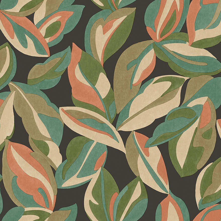 Nicolai Leaf Wallpaper - Charcoal