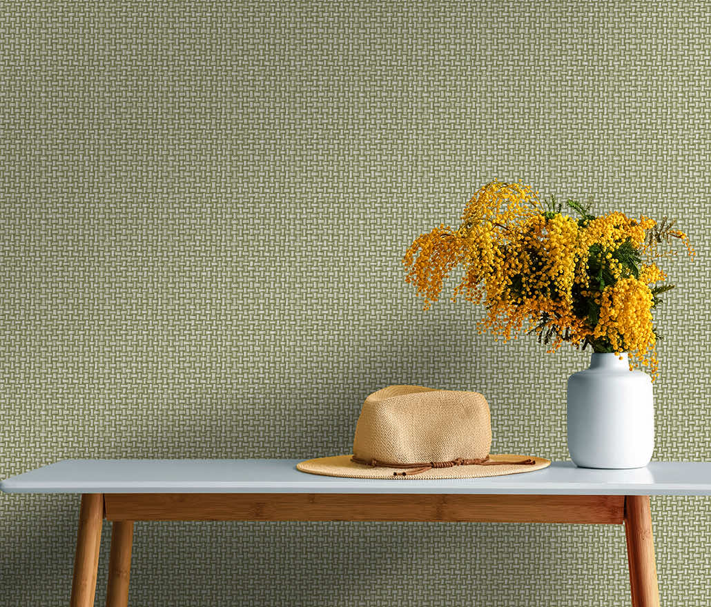 Sample - Biderbost Weave Wallpaper - Green