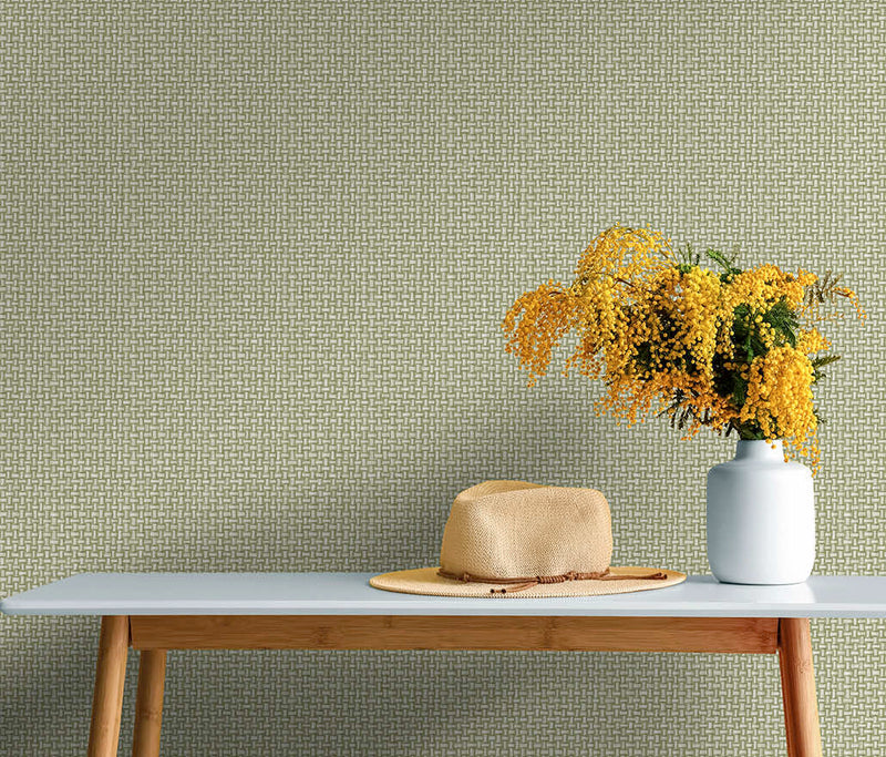 Sample - Biderbost Weave Wallpaper - Green